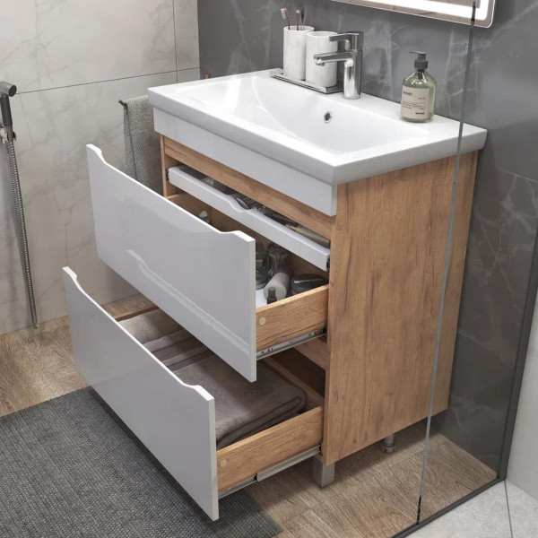 Тумба под раковину напольная VIGO Grani 203 дуб золотой, 80 см. Фото 4