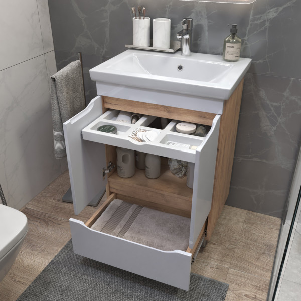 Тумба под раковину напольная VIGO Grani 284 дуб золотой, 60 см. Фото 5