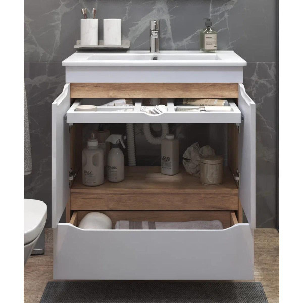 Тумба под раковину напольная VIGO Grani tn.GRI.OSK.75.2D.1Y дуб золотой, 75 см. Фото 5