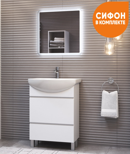 Тумба под раковину напольная VIGO Wing tn.WIN.BAL.60.2Y белый, 60 см. Фото 6