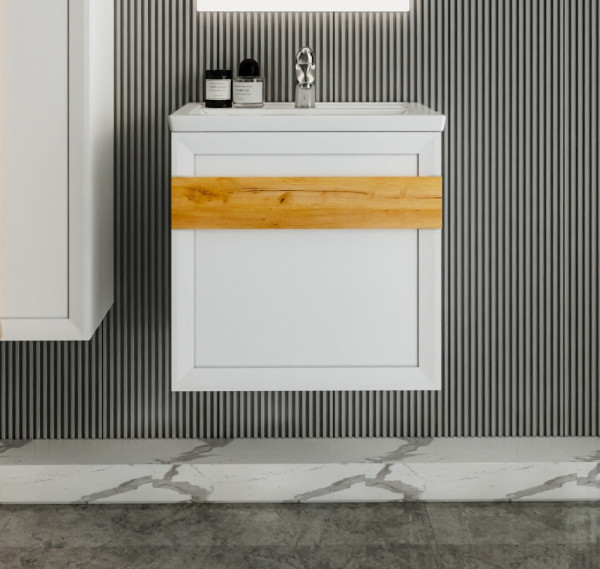 Тумба под раковину подвесная Бриклаер БЕРЛИН белый , 60 см. Фото 1