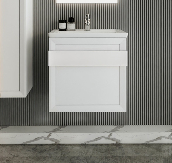 Тумба под раковину подвесная Бриклаер БЕРЛИН белый , 60 см. Фото 3