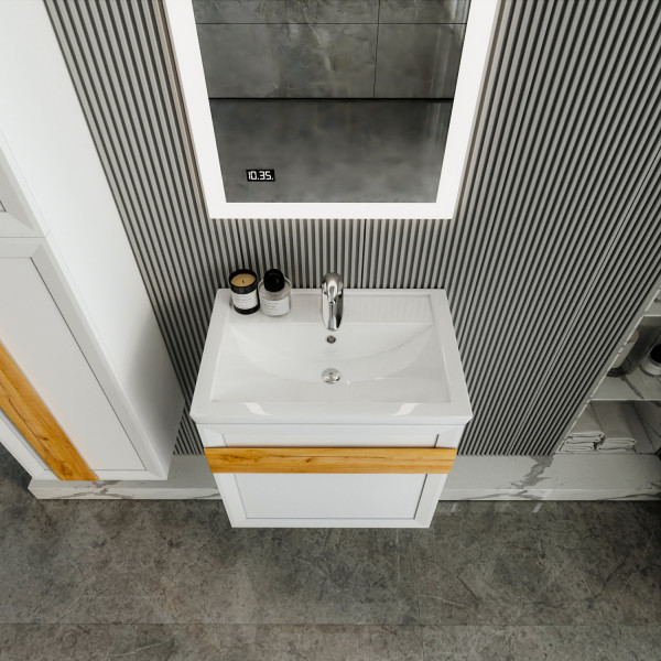 Тумба под раковину подвесная Бриклаер БЕРЛИН белый , 60 см. Фото 4