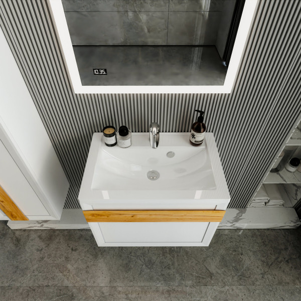 Тумба под раковину подвесная Бриклаер БЕРЛИН белый , 70 см. Фото 4