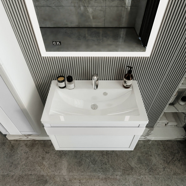 Тумба под раковину подвесная Бриклаер БЕРЛИН белый , 80 см. Фото 4