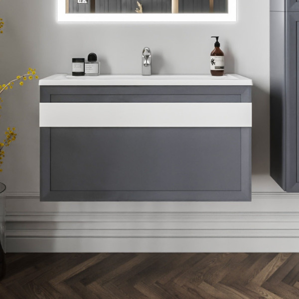 Тумба под раковину подвесная Бриклаер БЕРЛИН оникс серый, 100 см. Фото 3