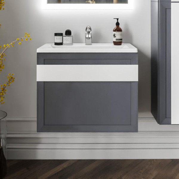 Тумба под раковину подвесная Бриклаер БЕРЛИН оникс серый, 70 см. Фото 3