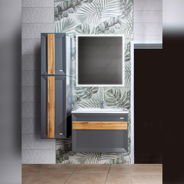 Тумба под раковину подвесная Бриклаер БЕРЛИН оникс серый, 70 см. Фото 4