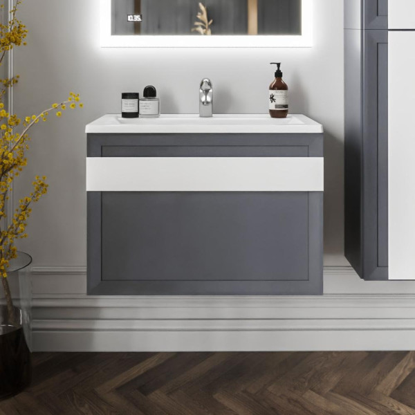 Тумба под раковину подвесная Бриклаер БЕРЛИН оникс серый, 80 см. Фото 3