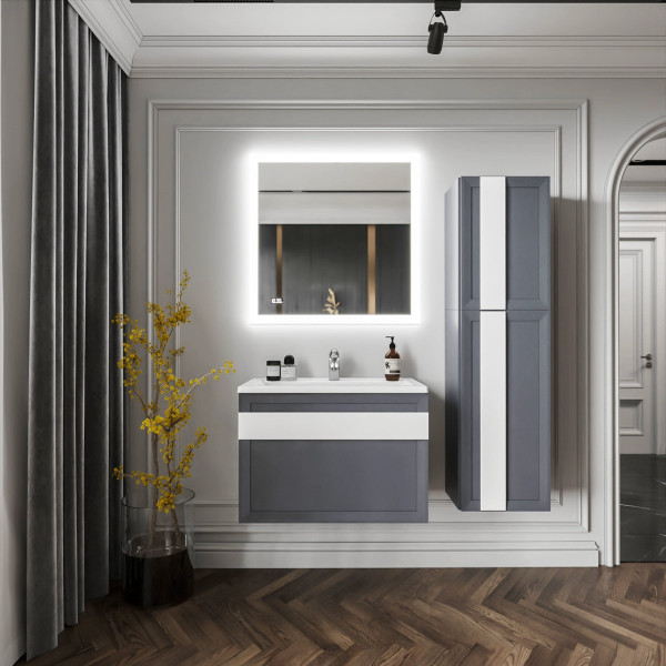 Тумба под раковину подвесная Бриклаер БЕРЛИН оникс серый, 80 см. Фото 5