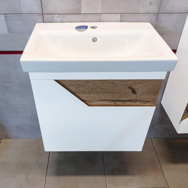 Тумба под раковину подвесная Бриклаер Брайтон белый/дуб, 60 см. Фото 5