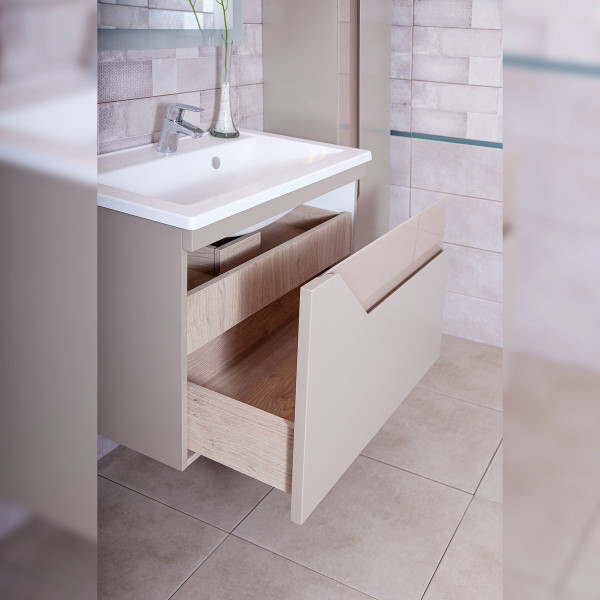 Тумба под раковину подвесная Бриклаер Брайтон бежевый, 70 см. Фото 5