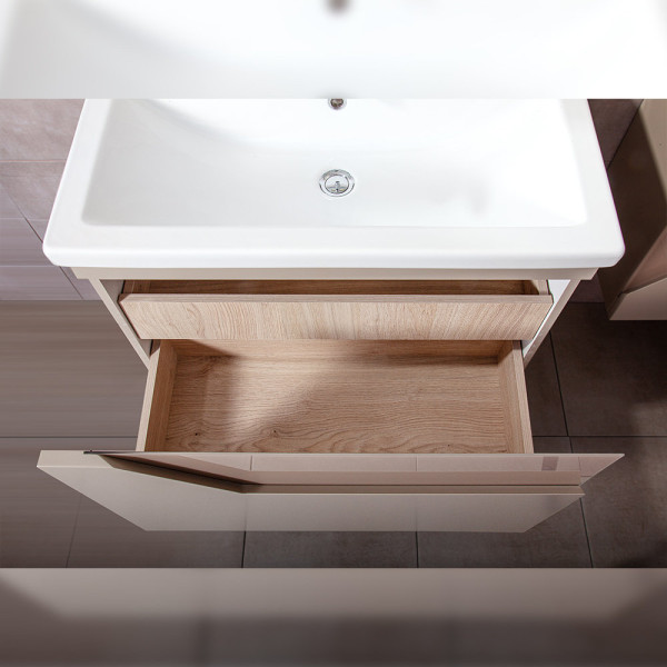 Тумба под раковину подвесная Бриклаер Брайтон бежевый, 80 см. Фото 4