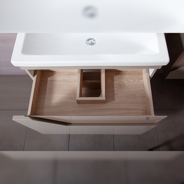 Тумба под раковину подвесная Бриклаер Брайтон бежевый, 80 см. Фото 5