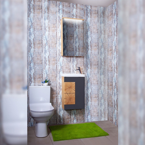 Тумба под раковину подвесная Бриклаер Форест дуб золотой/антрацит, 40 см. Фото 5