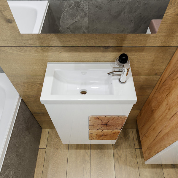 Тумба под раковину подвесная Бриклаер Форест дуб золотой/белый, 40 см. Фото 5