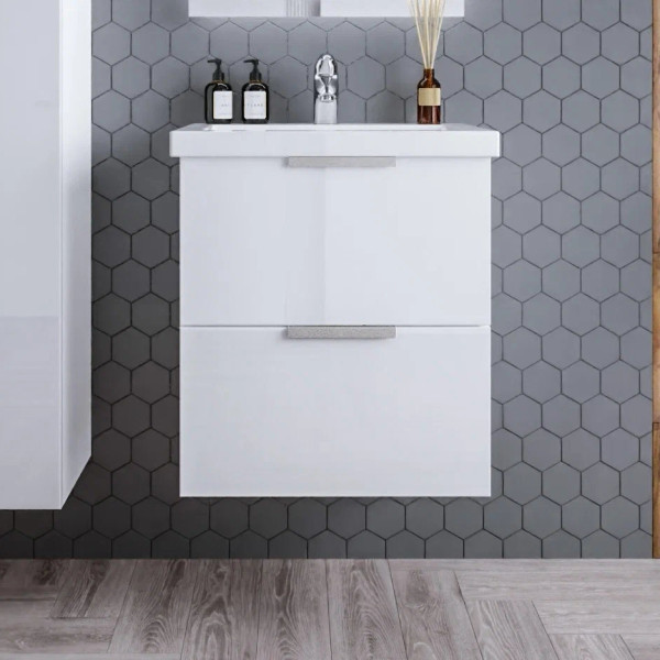 Тумба под раковину подвесная Бриклаер Хелена белый, 60 см. Фото 1