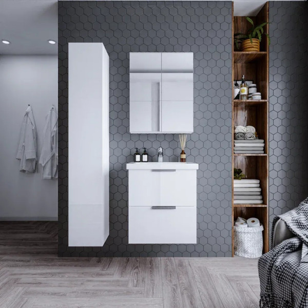 Тумба под раковину подвесная Бриклаер Хелена белый, 60 см. Фото 3