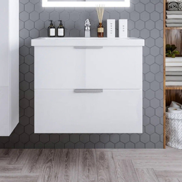 Тумба под раковину подвесная Бриклаер Хелена белый, 80 см. Фото 1