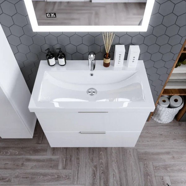 Тумба под раковину подвесная Бриклаер Хелена белый, 80 см. Фото 5