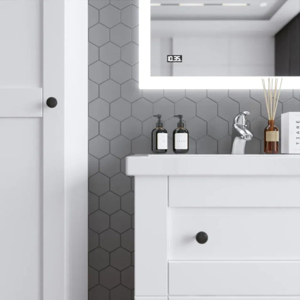 Тумба под раковину подвесная Бриклаер Хелена (рамочная) белый, 80 см. Фото 5