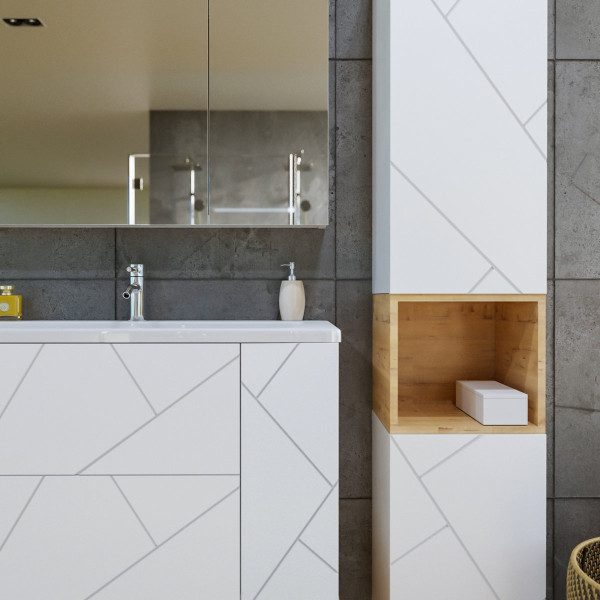 Тумба под раковину подвесная Бриклаер КРИСТАЛЛ белый, 100 см. Фото 4