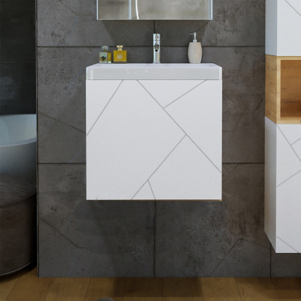 Тумба под раковину подвесная Бриклаер КРИСТАЛЛ белый, 50 см. Фото 1