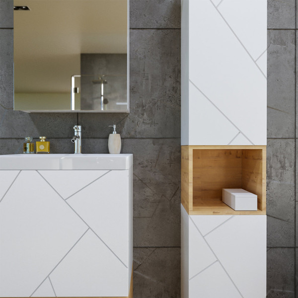 Тумба под раковину подвесная Бриклаер КРИСТАЛЛ белый, 50 см. Фото 3