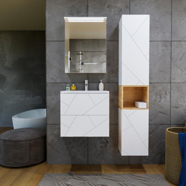 Тумба под раковину подвесная Бриклаер КРИСТАЛЛ белый, 60 см. Фото 3