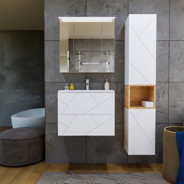 Тумба под раковину подвесная Бриклаер КРИСТАЛЛ белый, 70 см. Фото 3