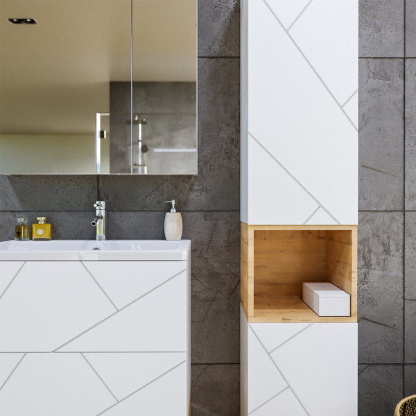 Тумба под раковину подвесная Бриклаер КРИСТАЛЛ белый, 70 см. Фото 4