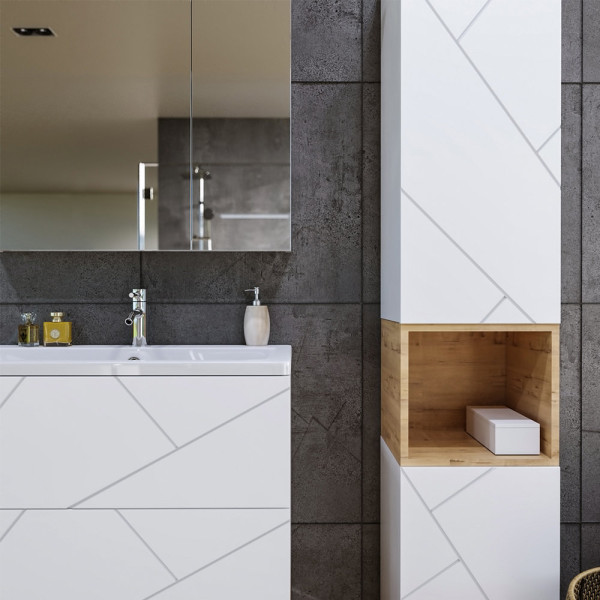 Тумба под раковину подвесная Бриклаер КРИСТАЛЛ белый, 80 см. Фото 3