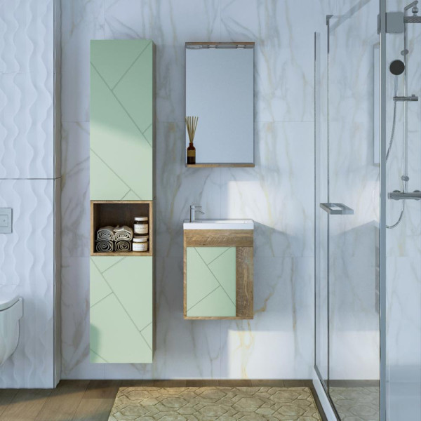 Тумба под раковину подвесная Бриклаер КРИСТАЛЛ фисташковый, 40 см. Фото 3