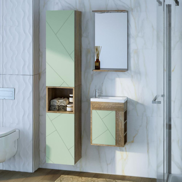 Тумба под раковину подвесная Бриклаер КРИСТАЛЛ фисташковый, 40 см. Фото 4