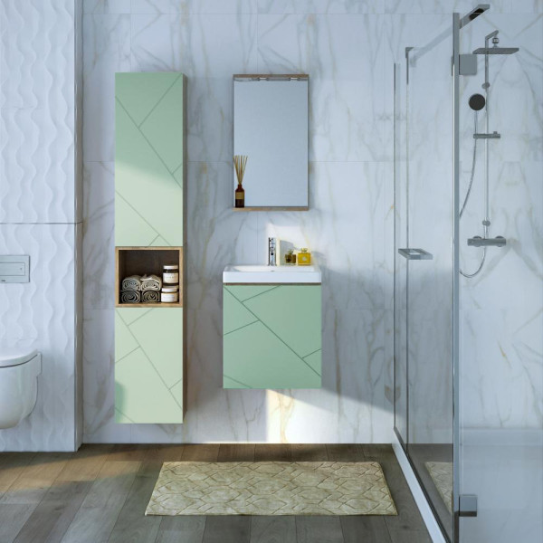 Тумба под раковину подвесная Бриклаер КРИСТАЛЛ фисташковый, 50 см. Фото 3