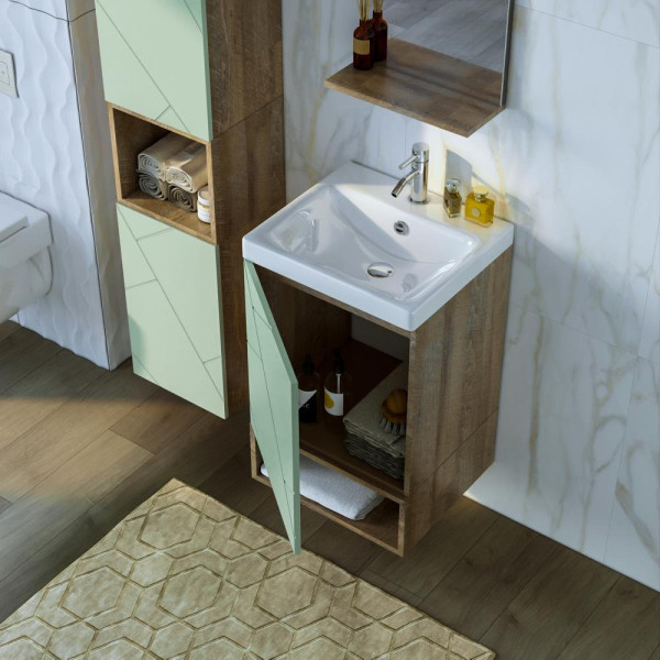 Тумба под раковину подвесная Бриклаер КРИСТАЛЛ фисташковый, 50 см. Фото 4