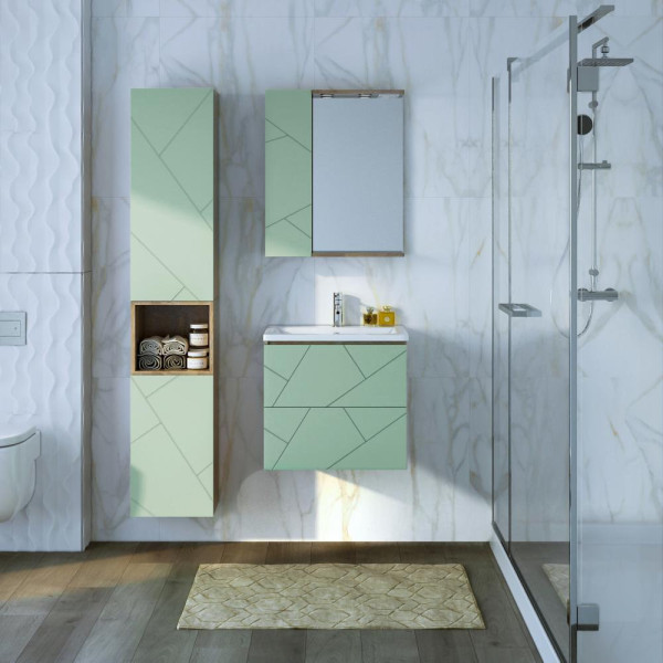 Тумба под раковину подвесная Бриклаер КРИСТАЛЛ фисташковый, 60 см. Фото 3