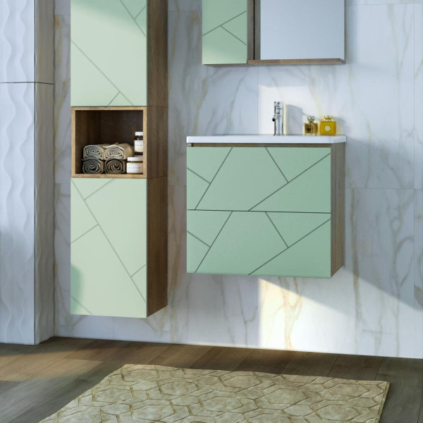 Тумба под раковину подвесная Бриклаер КРИСТАЛЛ фисташковый, 60 см. Фото 4