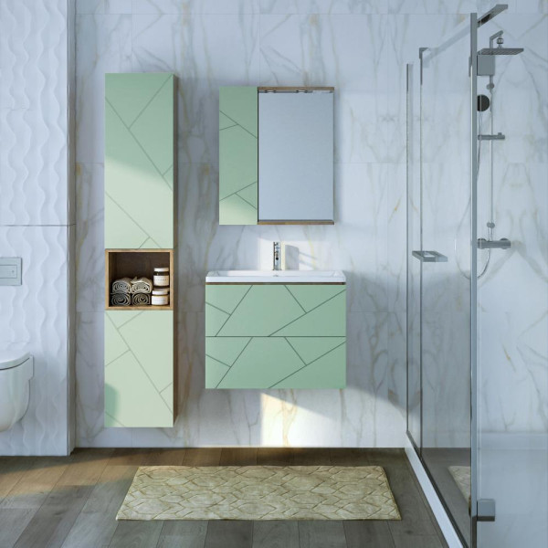 Тумба под раковину подвесная Бриклаер КРИСТАЛЛ фисташковый, 70 см. Фото 4