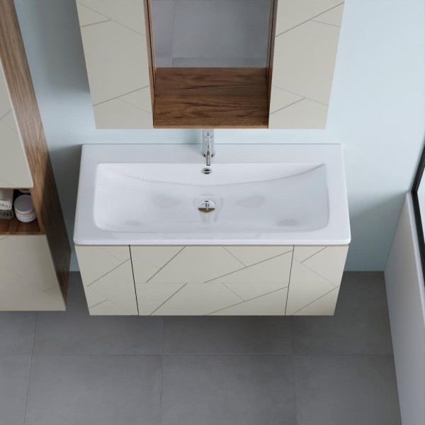 Тумба под раковину подвесная Бриклаер КРИСТАЛЛ латте, 100 см. Фото 5