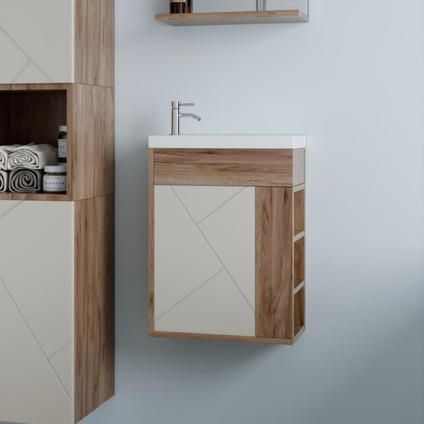 Тумба под раковину подвесная Бриклаер КРИСТАЛЛ латте, 40 см. Фото 1