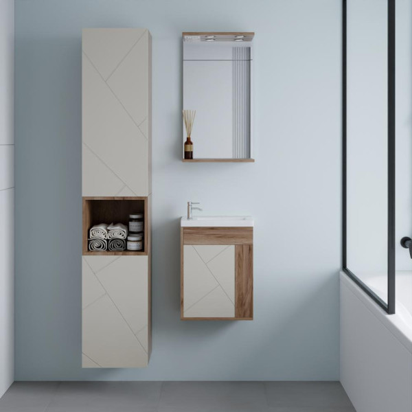 Тумба под раковину подвесная Бриклаер КРИСТАЛЛ латте, 40 см. Фото 3