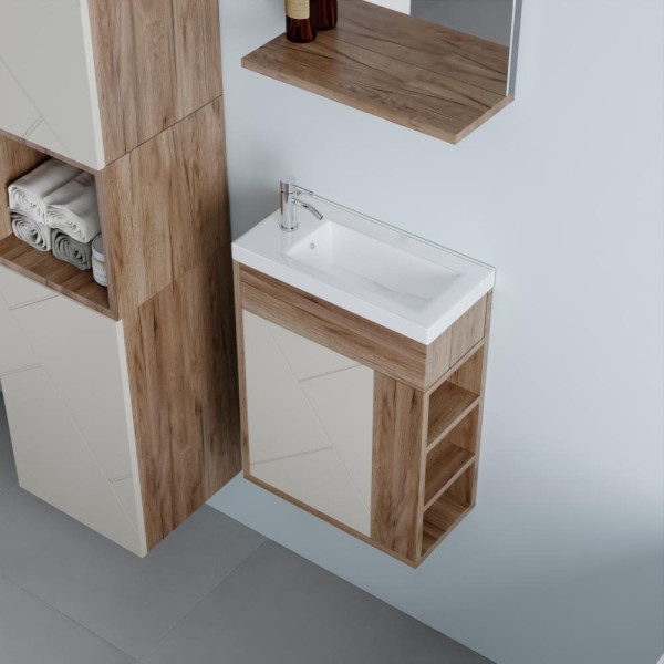 Тумба под раковину подвесная Бриклаер КРИСТАЛЛ латте, 40 см. Фото 4