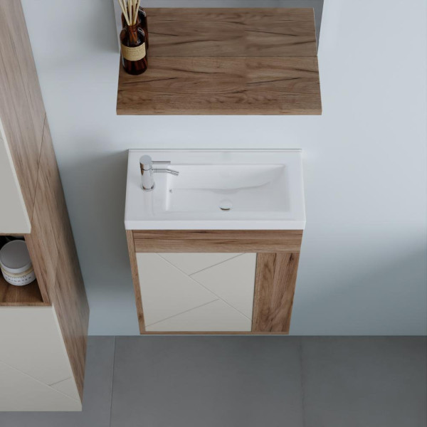 Тумба под раковину подвесная Бриклаер КРИСТАЛЛ латте, 40 см. Фото 5