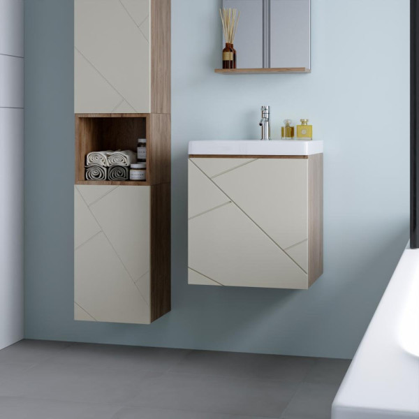 Тумба под раковину подвесная Бриклаер КРИСТАЛЛ латте, 50 см. Фото 1