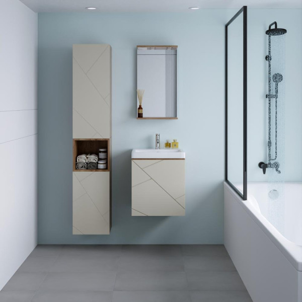 Тумба под раковину подвесная Бриклаер КРИСТАЛЛ латте, 50 см. Фото 3