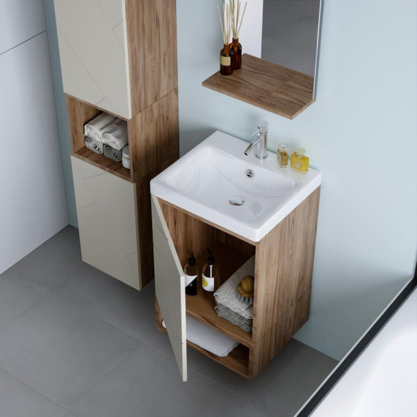 Тумба под раковину подвесная Бриклаер КРИСТАЛЛ латте, 50 см. Фото 4