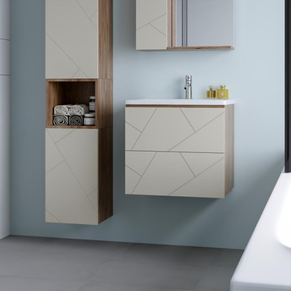 Тумба под раковину подвесная Бриклаер КРИСТАЛЛ латте, 60 см. Фото 1