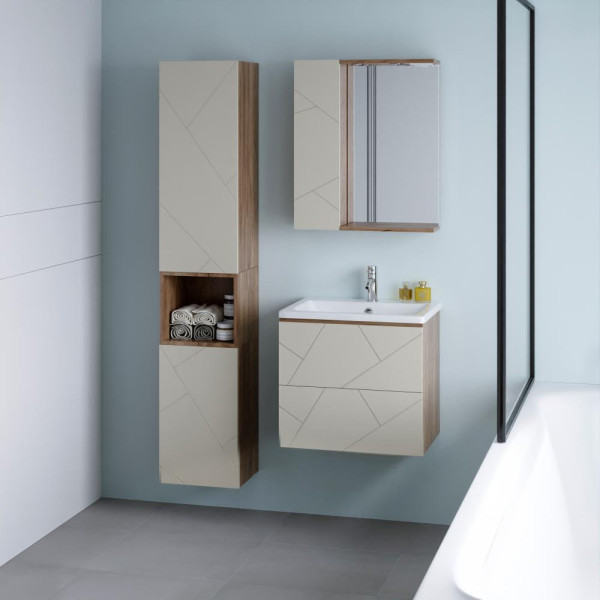 Тумба под раковину подвесная Бриклаер КРИСТАЛЛ латте, 60 см. Фото 3