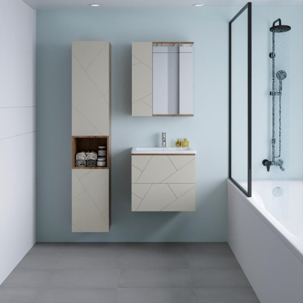 Тумба под раковину подвесная Бриклаер КРИСТАЛЛ латте, 60 см. Фото 4